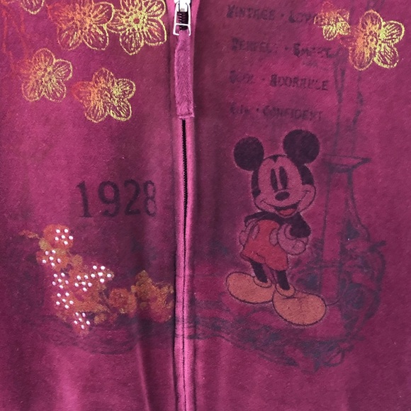 HOODIE - Women's Disney with Mickey Mouse velvety burgundy hoodie. Size large. - Picture 5 of 15